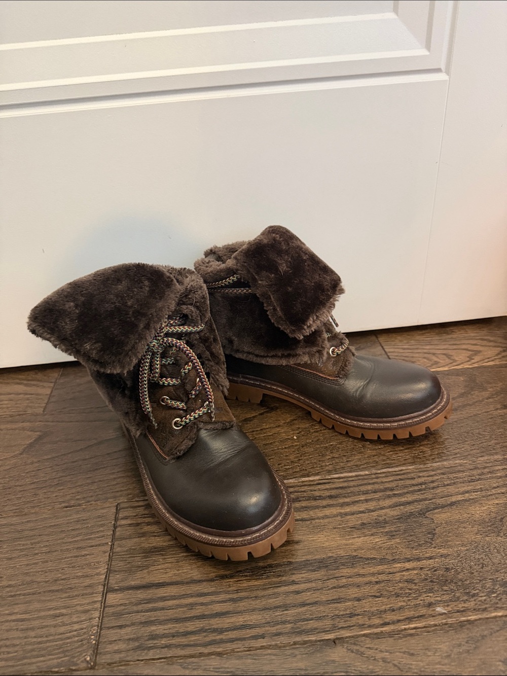 Liu Jo Brown Faux-Fur Trim Lace-Up Winter Boots